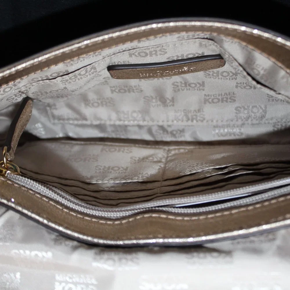 NWOT Michael Kors Gold Leather Shoulder Bag with Chain Strap - Picture 15 of 16